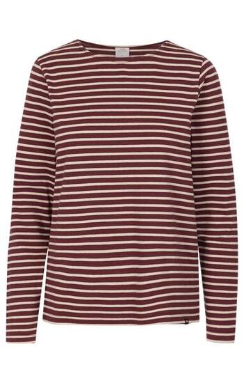 Trespass Karen top femme manches longues à rayures Dark Cherry Stripe
