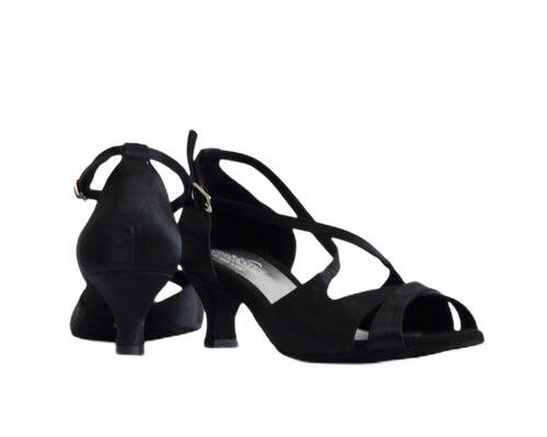 Grace Harmony chaussures de danse en satin noir - 5.0 cm flare 3/3