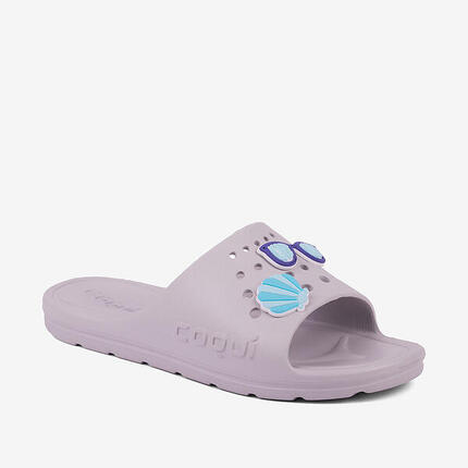 Coqui lange Damenschlappen mit dekorativen Amuletten, Grau