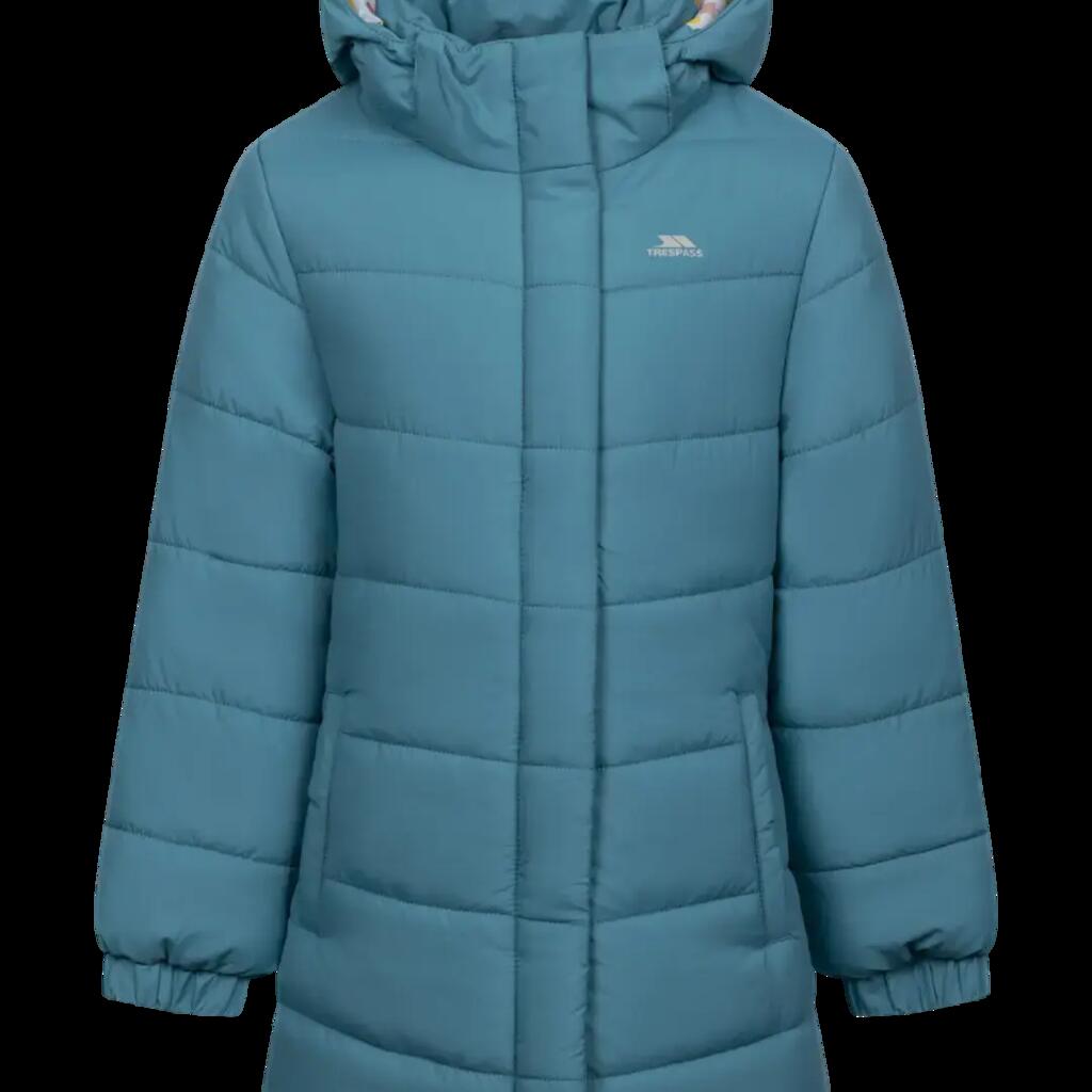 Quilted padded jacket with detachable hood and 2 pockets.