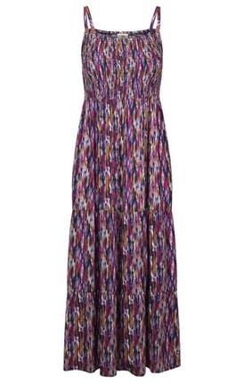 2058 Selena - Robe longue féminine à imprimé bleu multicolore