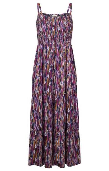 2058 Selena - Robe longue maxi imprimée, bretelles fines, corsage froncé