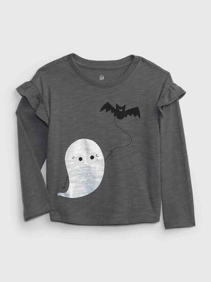 T-shirt bébé fille Gap manches longues imprimé Halloween gris 12-18 mois