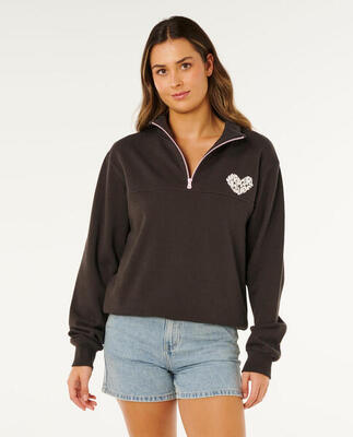 Rip curl rc heart half zip fleece - washed black