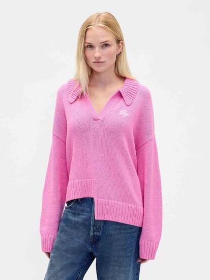 Pull asymétrique Gap femme, mélange coton-nylon-laine, rose