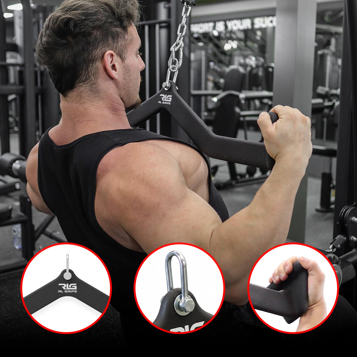 Agarre Muy Abierto Neutro para Poleas de Gimnasio RL Grips para Jalón y Remo 6/6