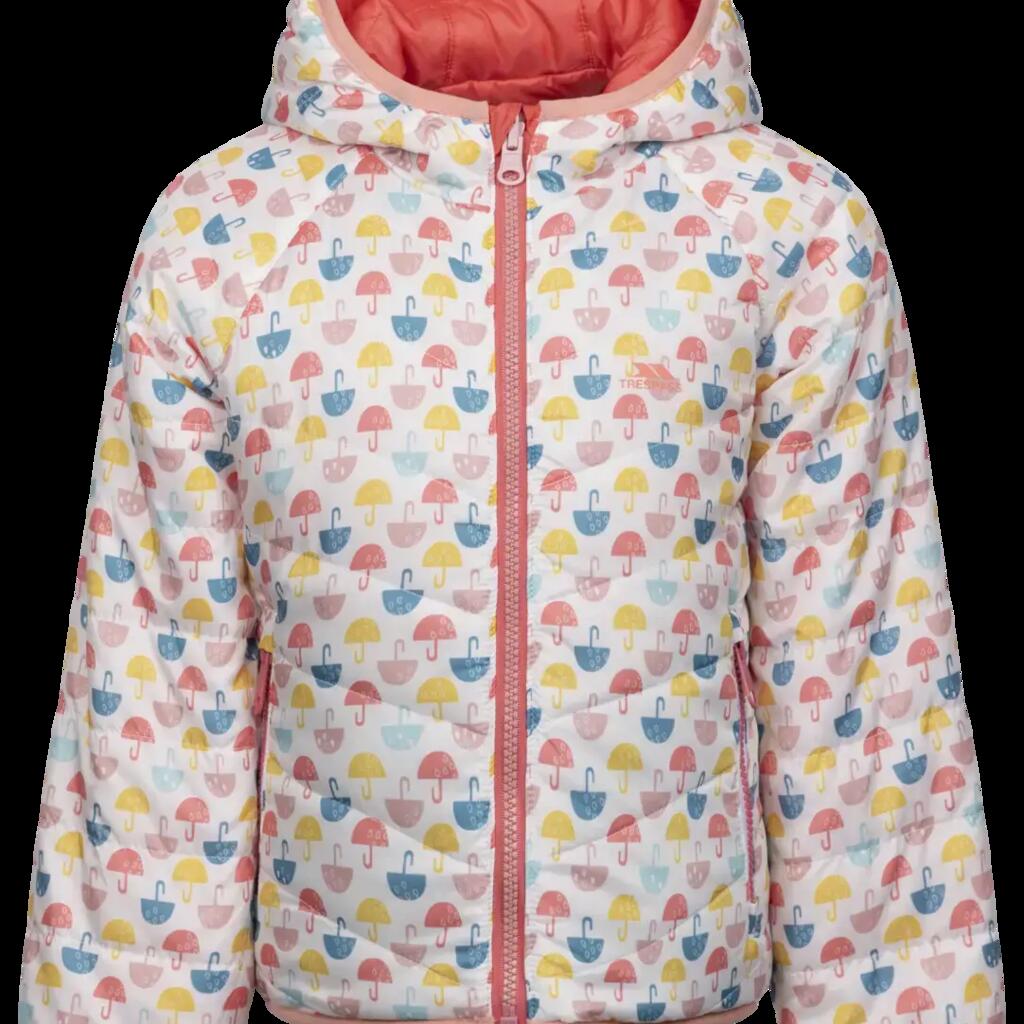 Reversible casual jacket with hood and 2 pockets
