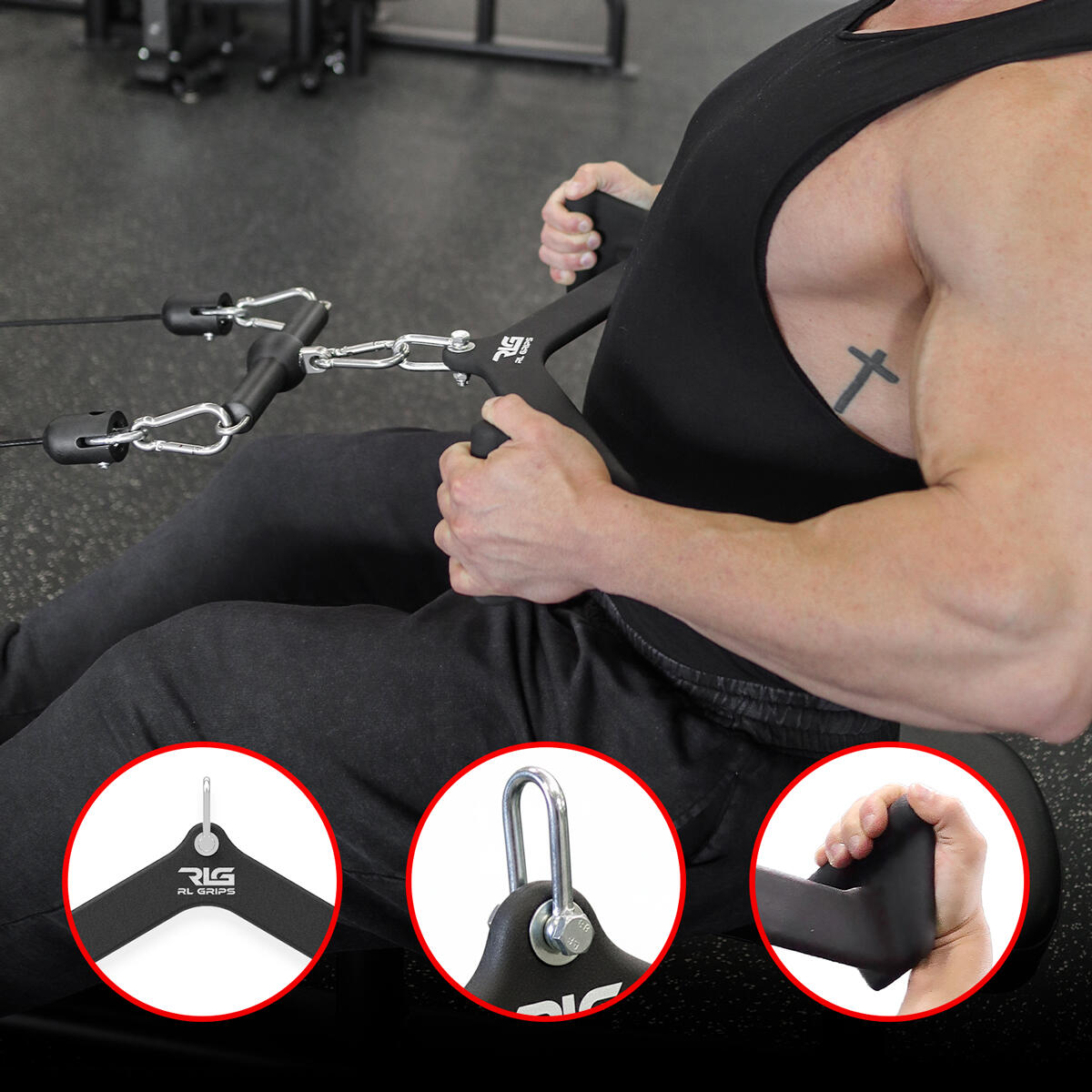 Agarre Semi Abierto Neutro para Poleas de Gimnasio RL Grips para Jalón y Remo 6/6