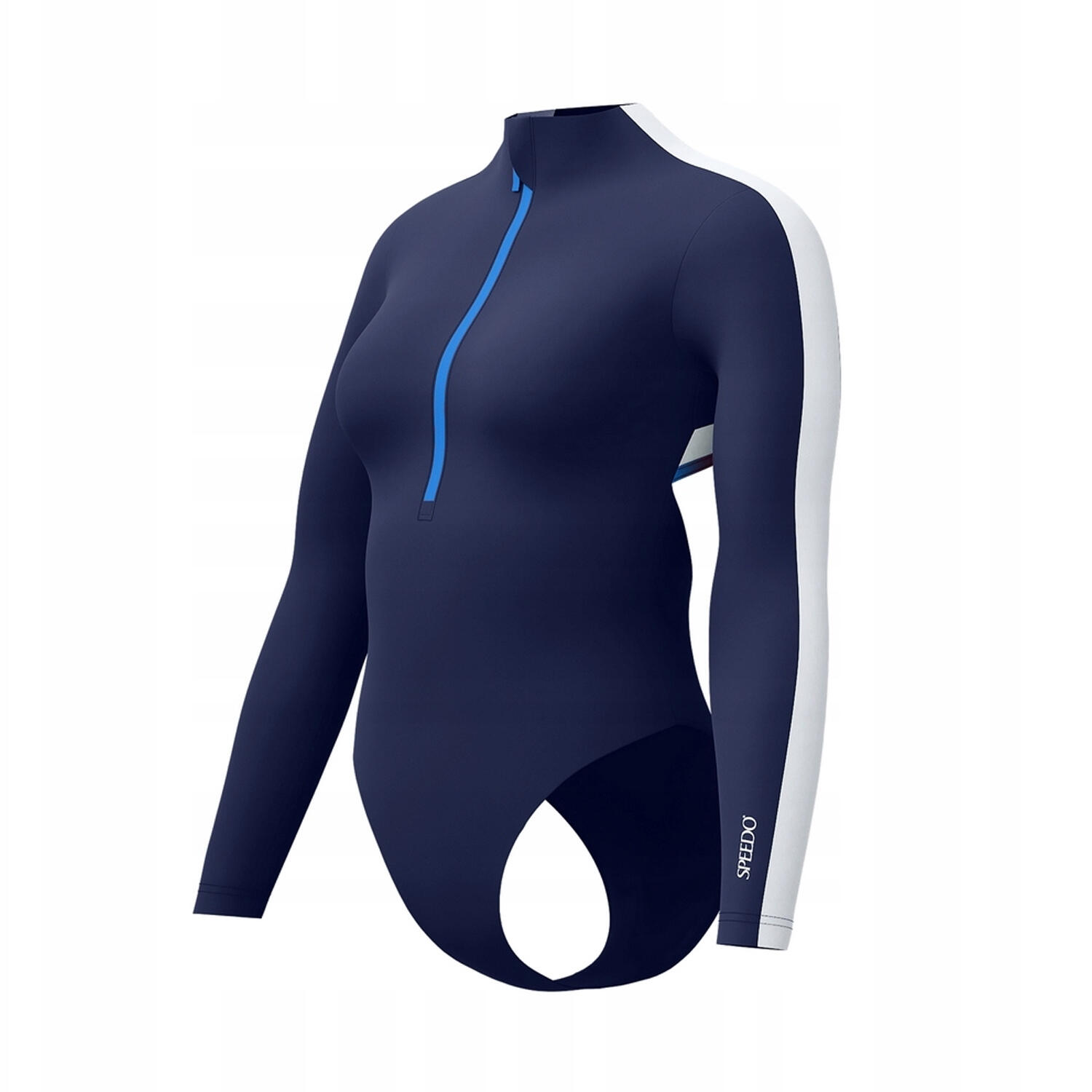 Maillot De Bain 1 Pièce Manches Longues Femme (Bleu Marine) 3/4
