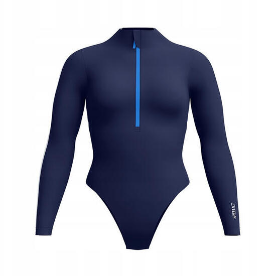 Maillot De Bain 1 Pièce Manches Longues Femme (Bleu Marine)