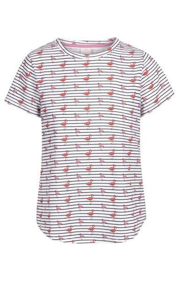 Trespass Cara top femme manches courtes blanc à rayures et flamants