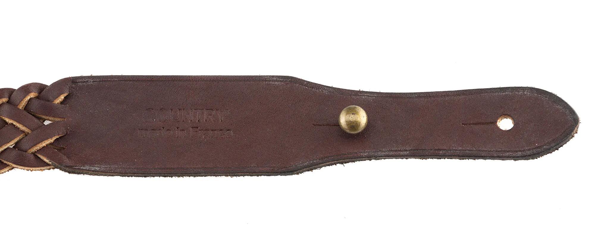 Bretelle Cuir Gras Tressee Pour Fusil De Chasse 2/2