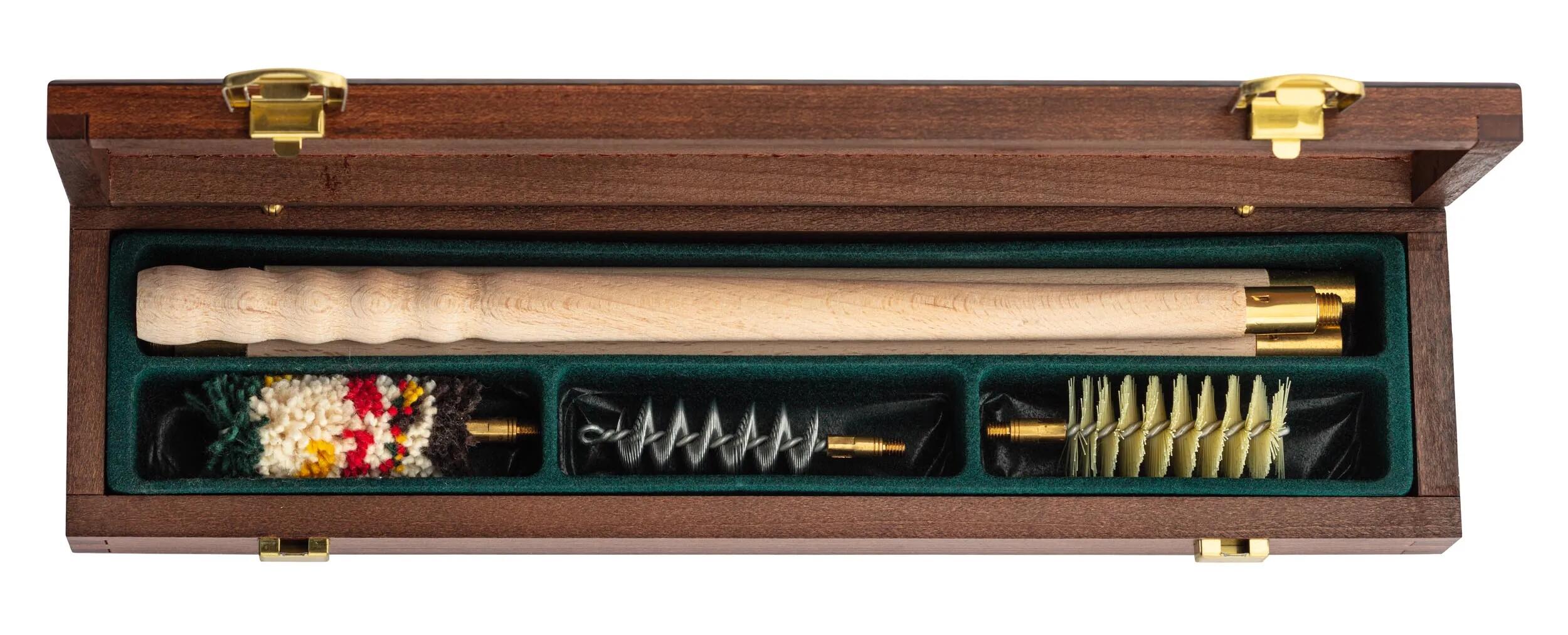 Coffret de Nettoyage En Bois Pour Fusil Calibre 16 2/4