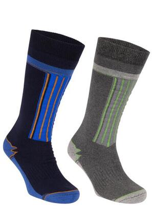 Trespass Winski – Chaussettes de ski unisex 2 paires (Navy/Multicolor)