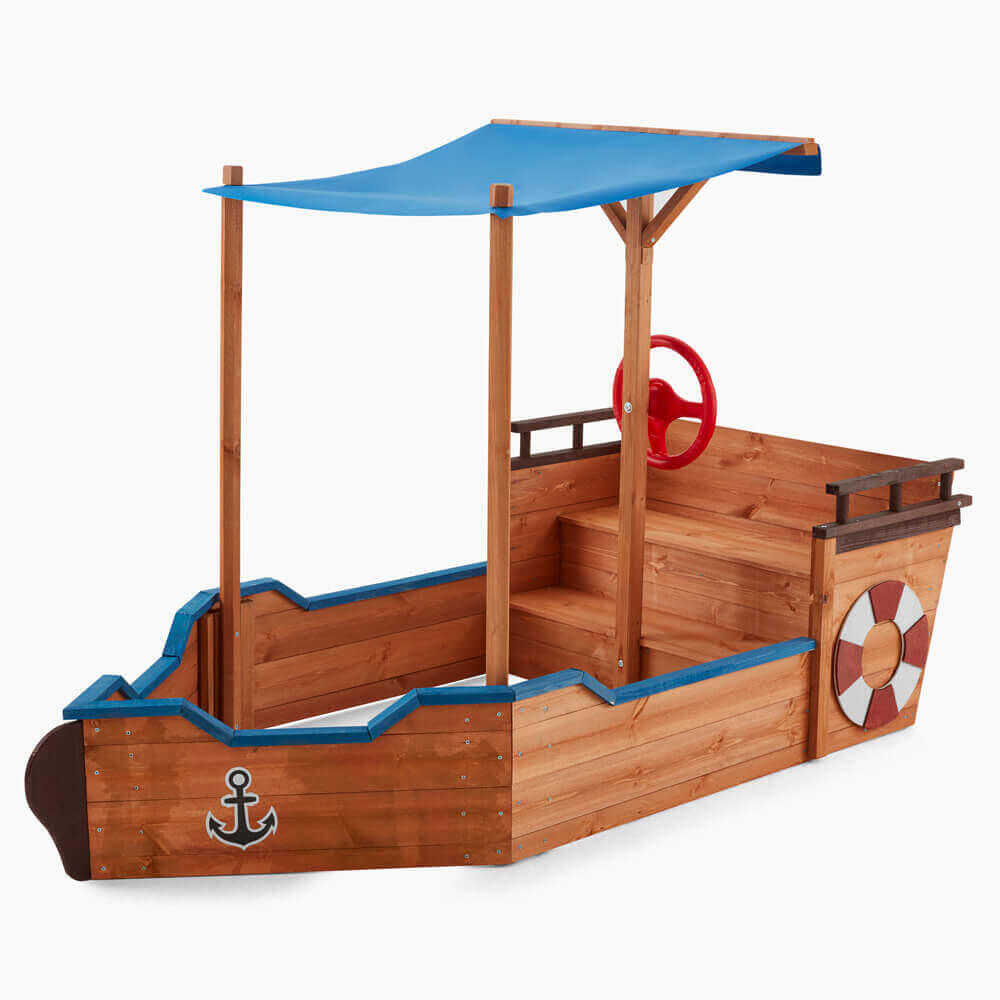 MATSCHEKISTE Sandbox in Ship Design with Bench 160 x 78 cm
