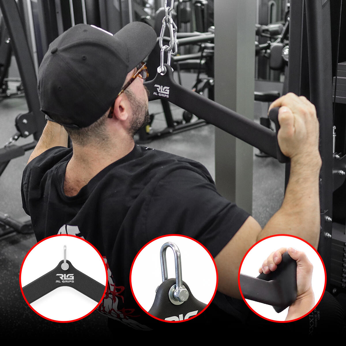 Agarre Abierto Neutro para Poleas de Gimnasio RL Grips para Jalón y Remo 6/6