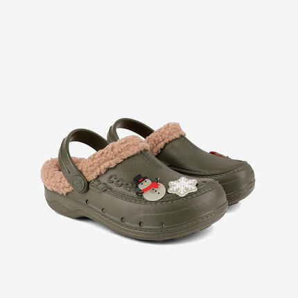 Chaussons enfants Coqui Husky doublés, vert foncé