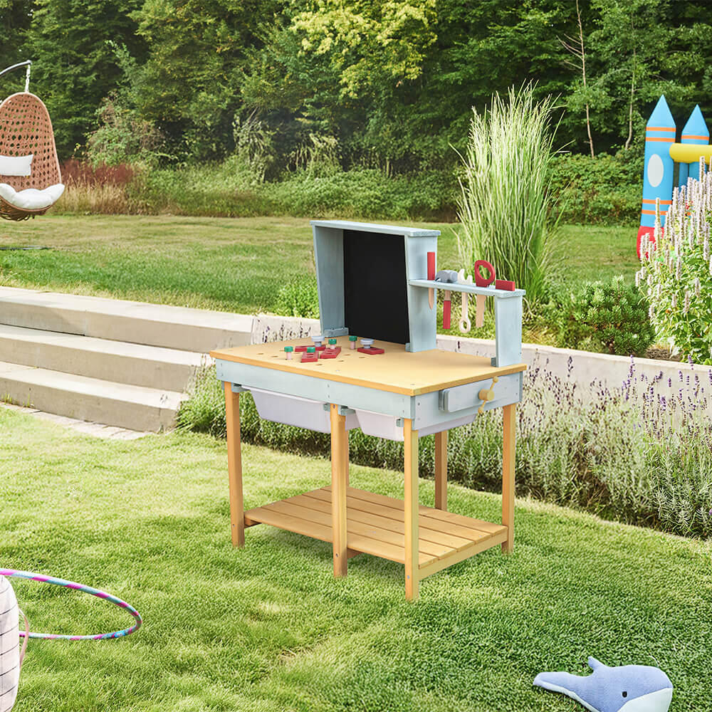 Drewniany stół warsztatowy TOOL – niebieski 2/5