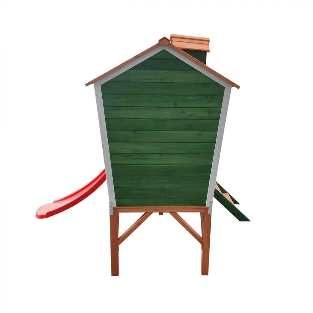 Casita de juegos sobre pilotes PINO con tobogán incluido - Verde 6/7