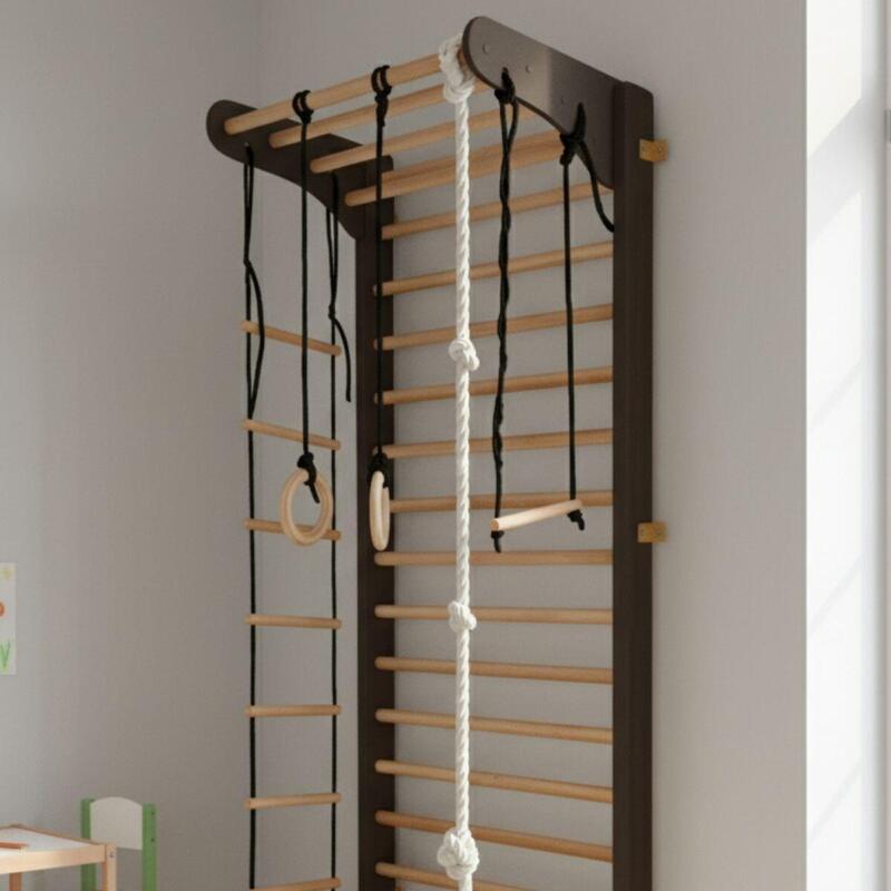 Copii Fitness Spalier Gimnastică Scară Suedeză Lemn Kinder Sport Negru Set