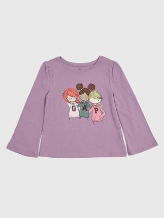 T-shirt imprimé Gap pour bébé fille, manches longues, violet, 12-18 mois