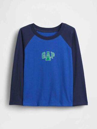 T-shirt bébé garçon Gap manches longues coton logo Brannan bleu foncé