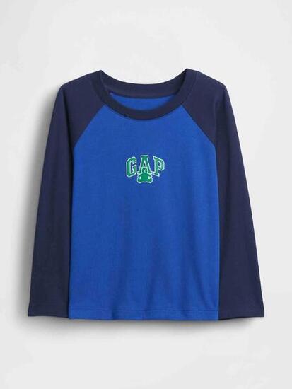 T-shirt bébé garçon Gap manches longues coton logo Brannan bleu foncé