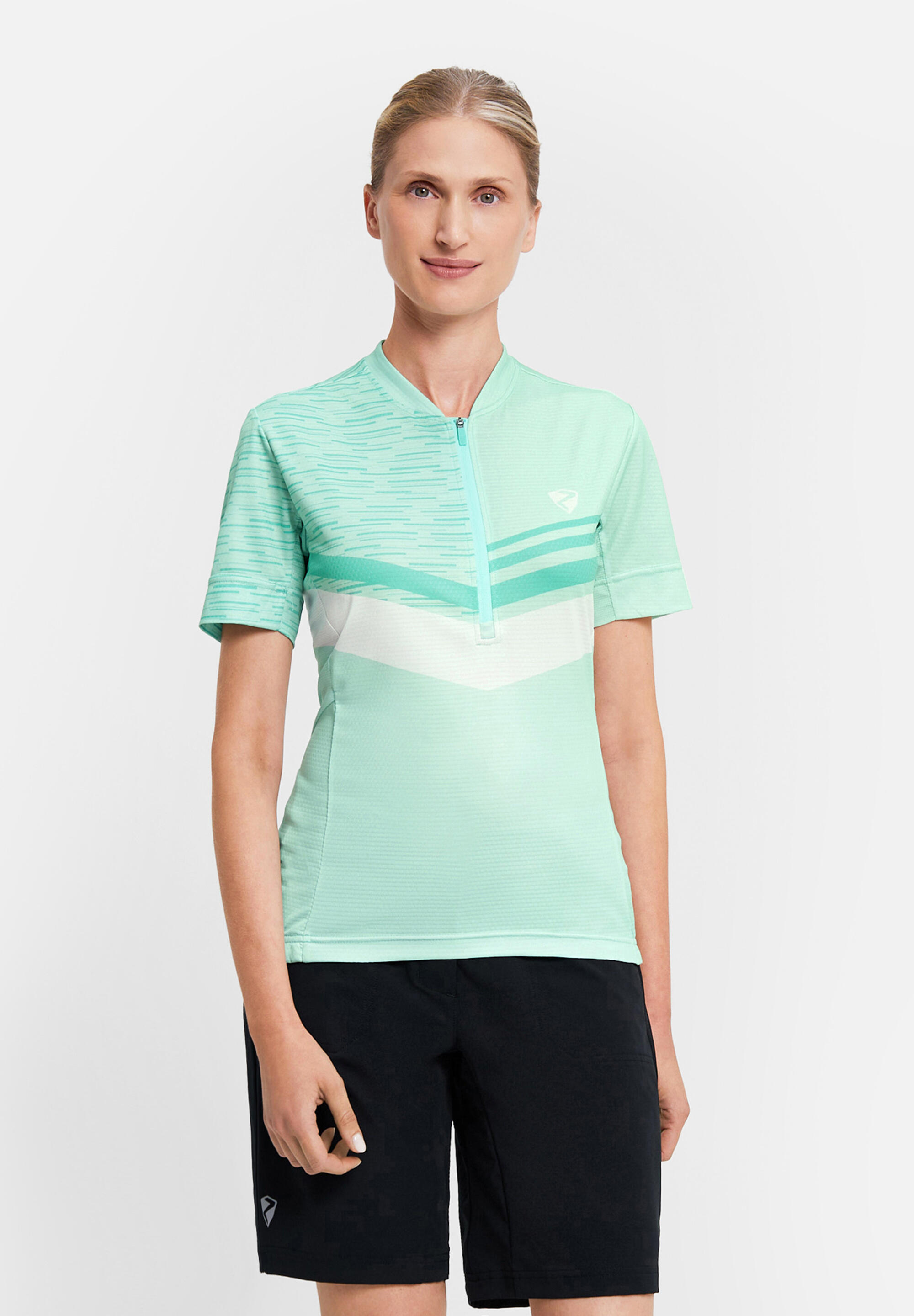 Kurzärmeliges Radtrikot NALADIA-Z türkis-meliert 3/5