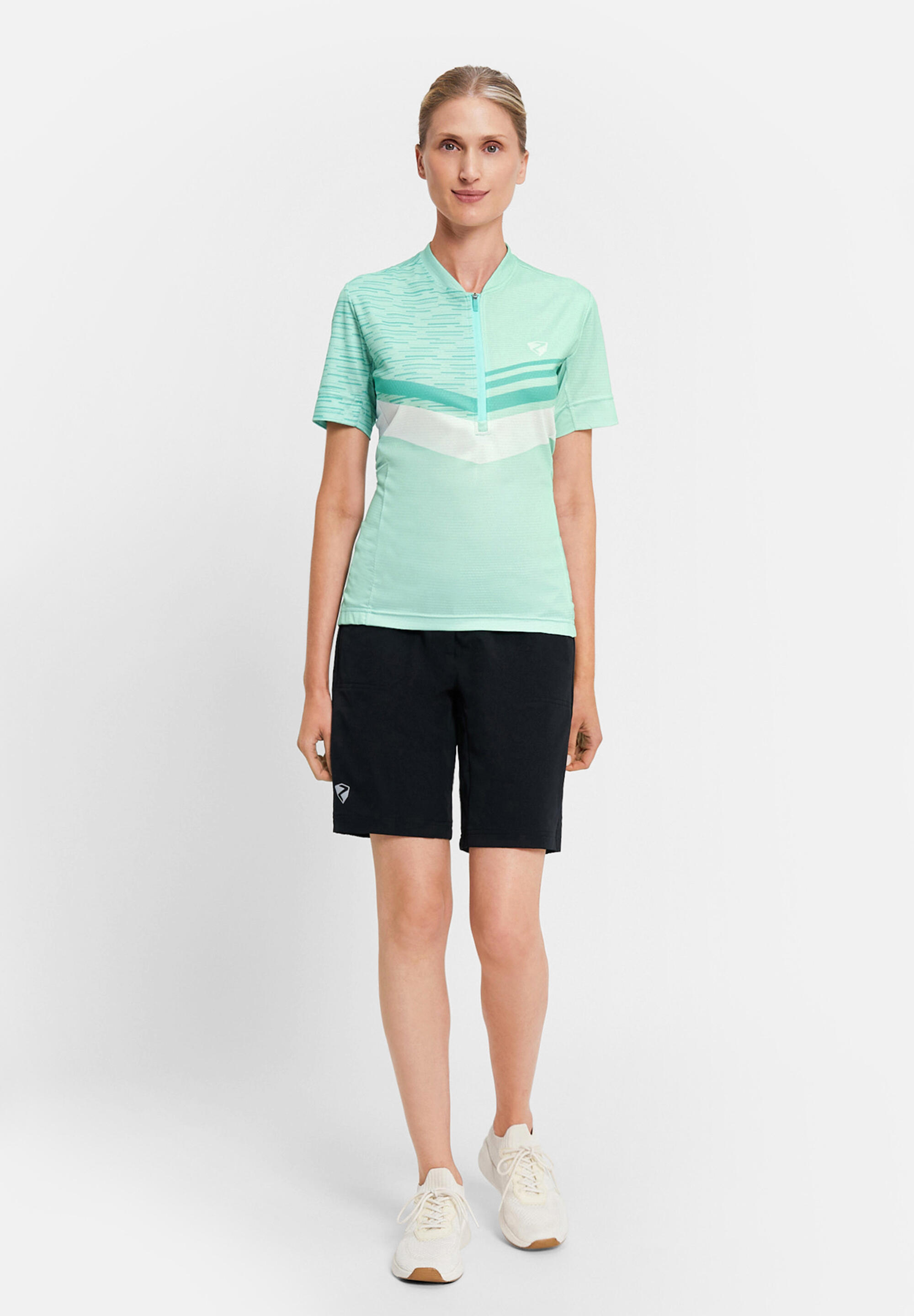 Kurzärmeliges Radtrikot NALADIA-Z türkis-meliert 4/5