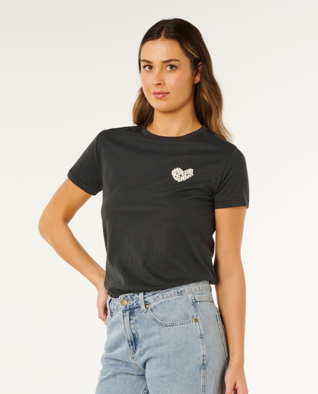 T-shirt Mulher Rc Heart Logos - Washed Black 7/7