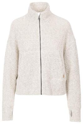 Top casual donna in maglia testurizzata bianco sporco