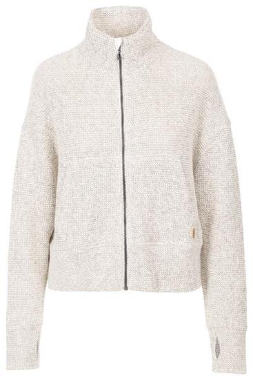 Top casual donna in maglia testurizzata bianco sporco