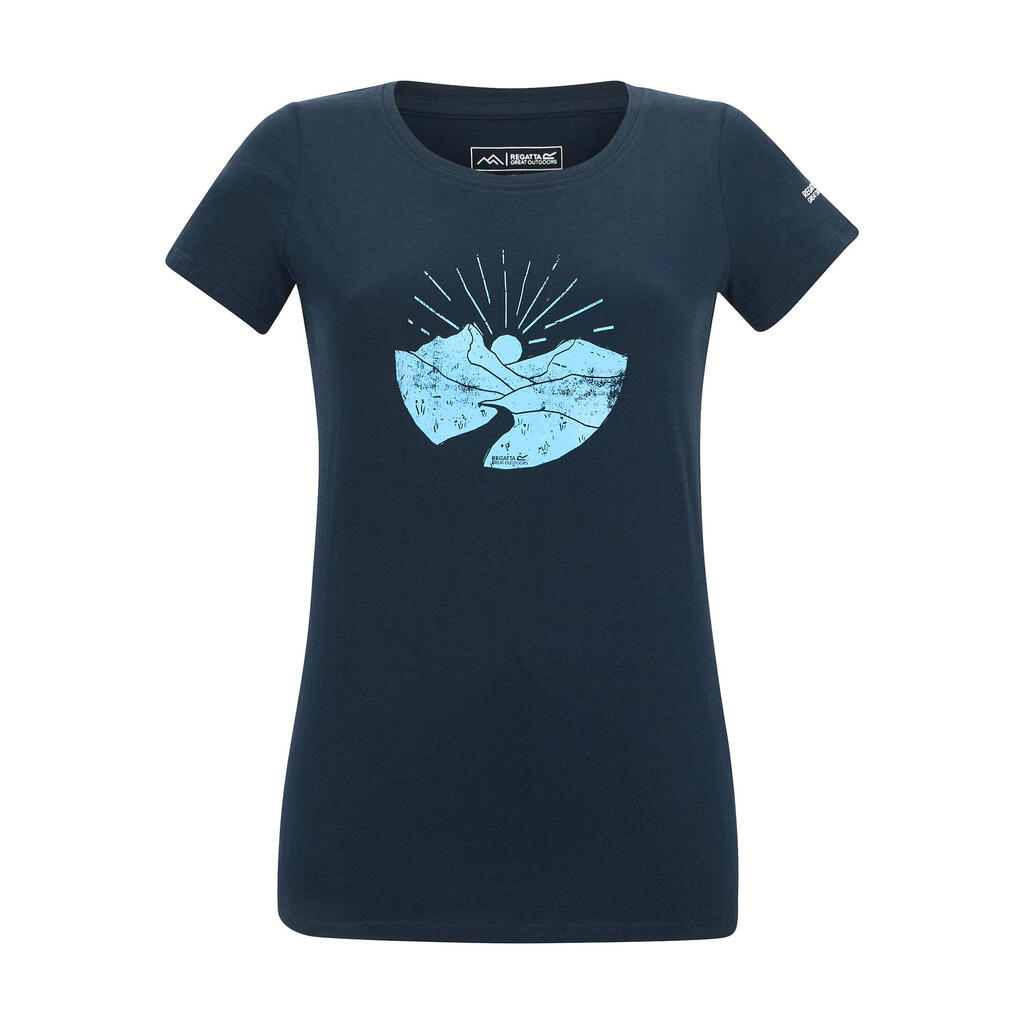 Womens/Ladies Breezed Mountain Scene TShirt (Navy)