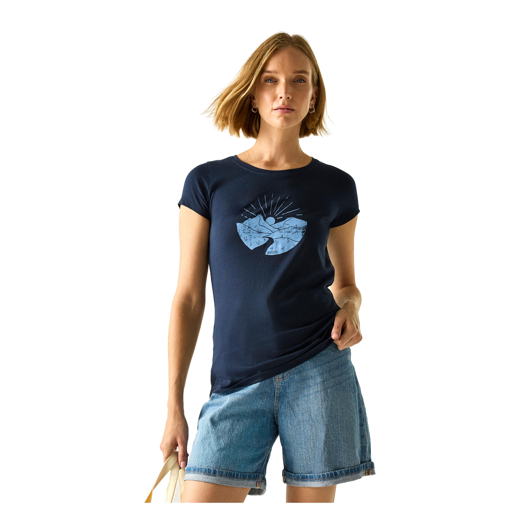 Tshirt Motif/style Scène De Montagne BREEZED Femme (Bleu Marine) 4/5