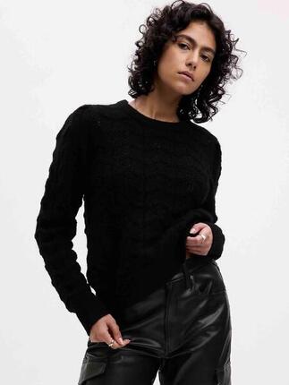 Pull femme Gap en maille avec mélange de laine, noir