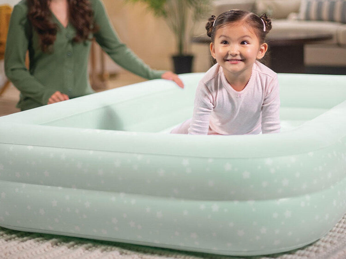 Matelas gonflable enfant 1 place étoilé bleu + gonfleur 5/5
