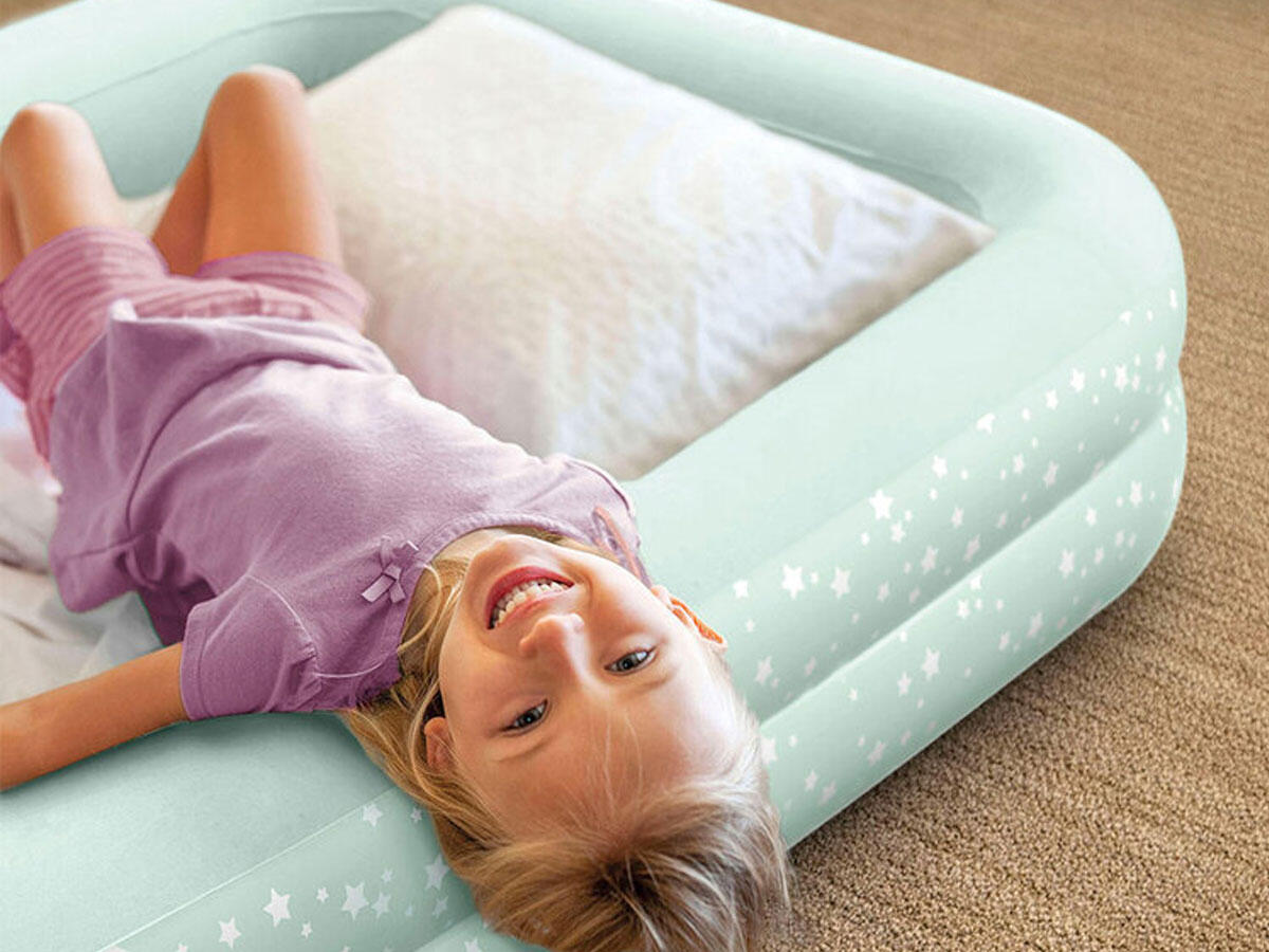 Matelas gonflable enfant 1 place étoilé bleu + gonfleur 4/5