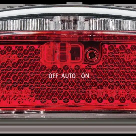 Axa Riff rear light — battery LED with light‑guide, 50/80 mm mount