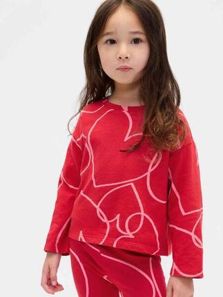 T-shirt bébé fille Gap manches longues coton rouge