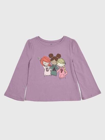 T-shirt imprimé Gap pour bébé fille, manches longues, violet, 12-18 mois
