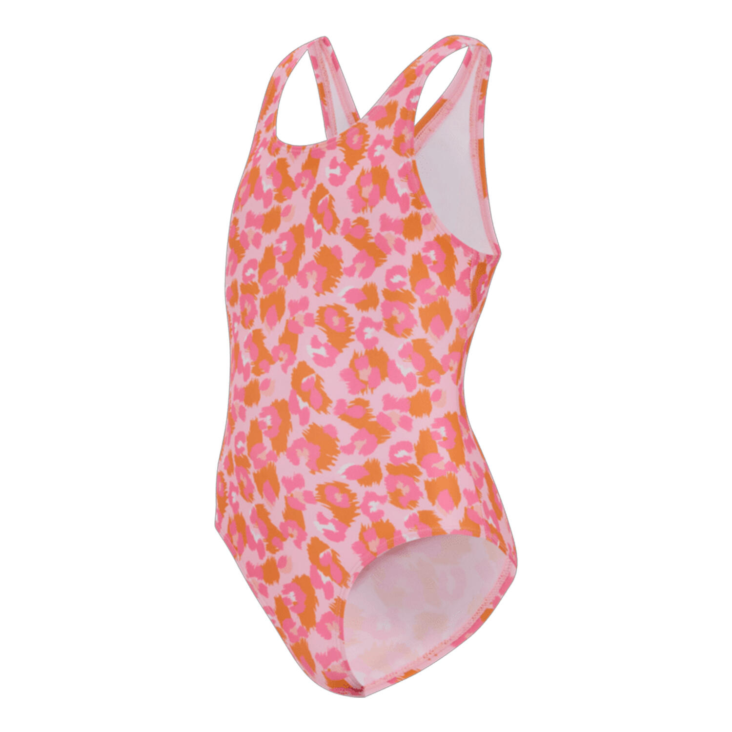 Girls Katrisse Leopard One Piece Swimsuit (Orange Peel) 3/4