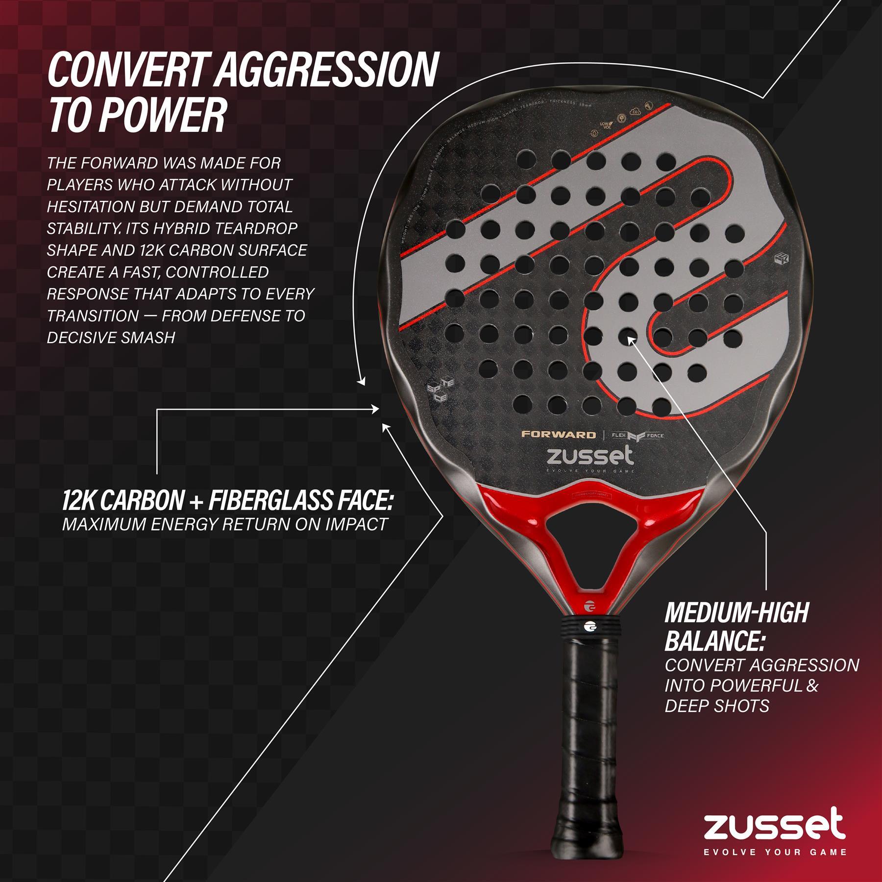 Raquete de padel FORWARD 12K carbono, formato gota, potência e controlo 5/7