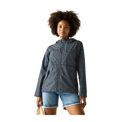 Dames bayletta contrast gestreepte waterdichte jas (marine, wit)