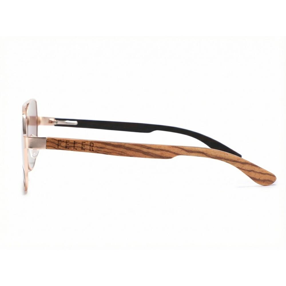 Lunettes de soleil en bois Feler 2805-2 unisexe, taille 55 mm 3/6