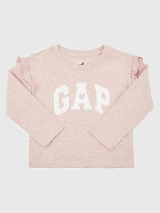 T-shirt bébé fille Gap manches longues logo et cœur rose