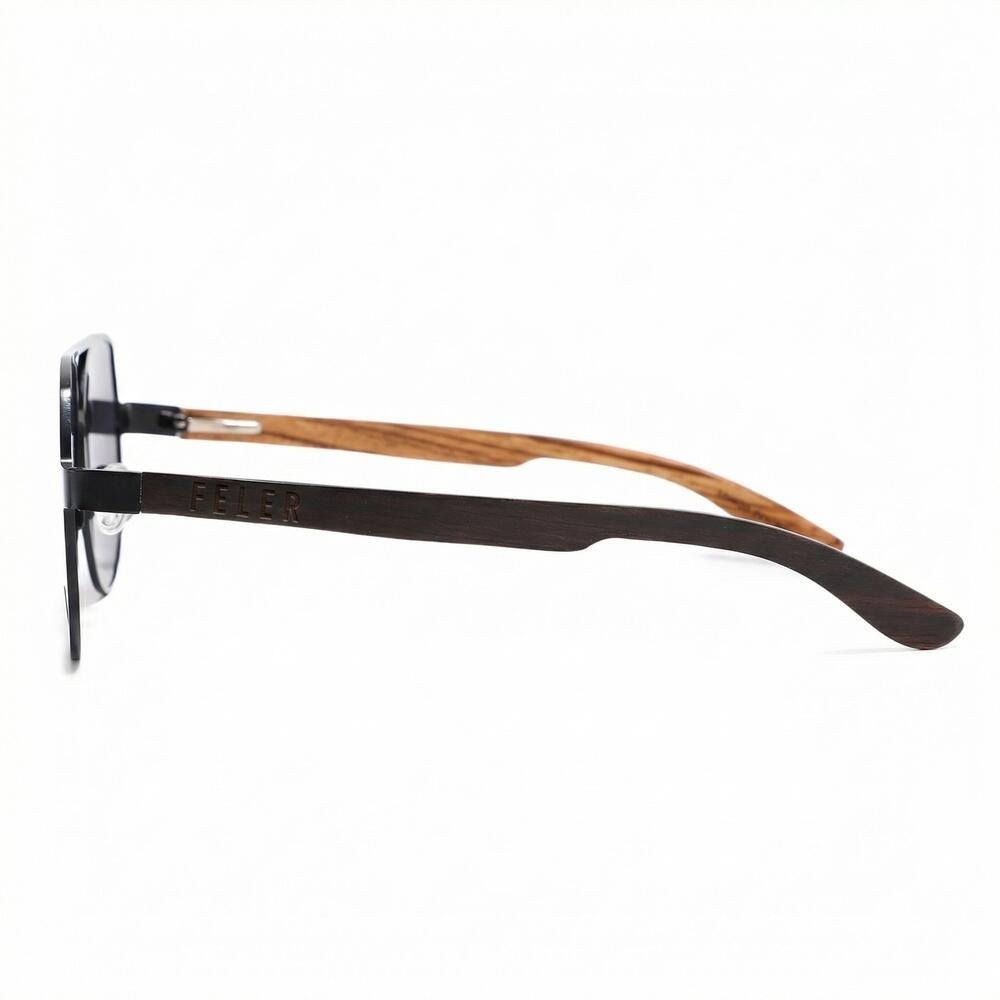 Lunettes de soleil en bois Feler 2805-1 unisexe, taille 55 mm 3/6