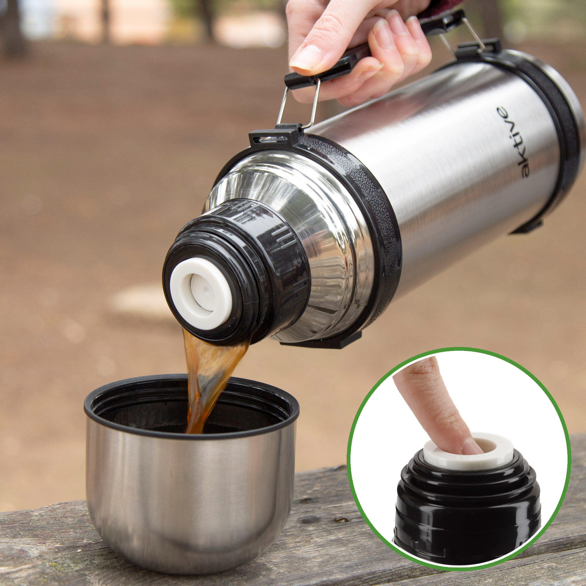 Aktive Bouteille isotherme noire 1 L en acier inoxydable avec bouchon 4/7