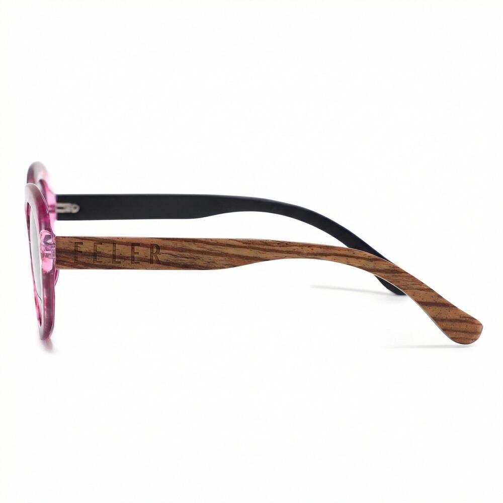 Lunettes de soleil en bois Feler 2555-8 unisexe, taille 56 mm 3/6