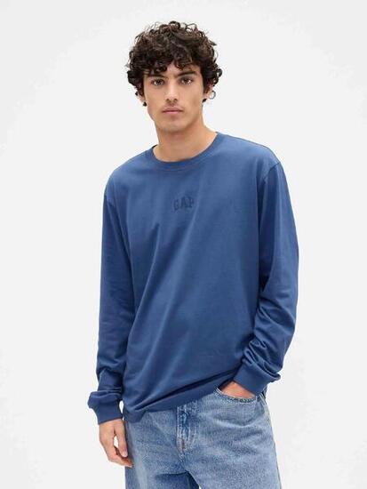 T-shirt homme Gap en jersey fin manches longues bleu foncé