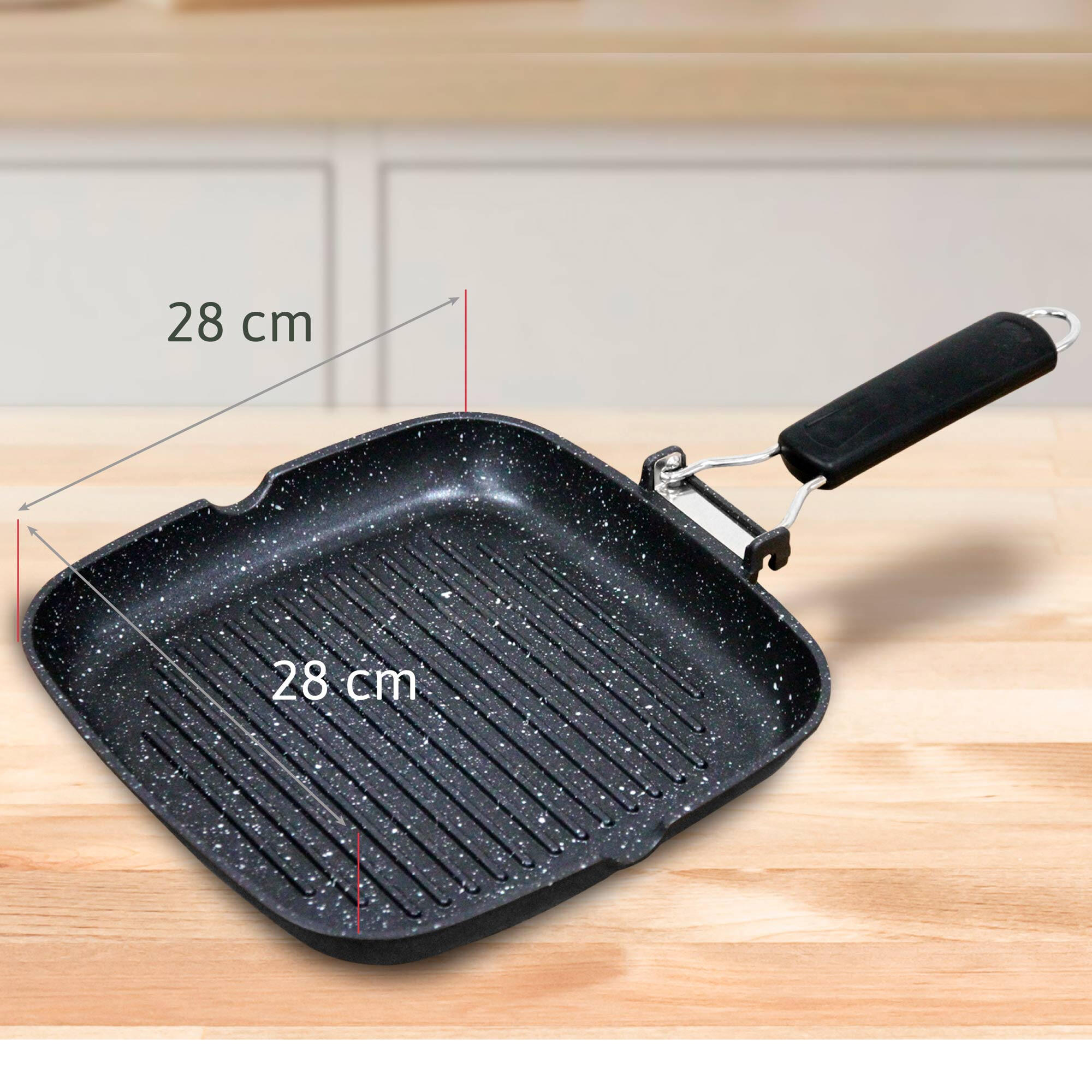 Poêle à Griller Induction Antiadhésif Titane 28x28cm Fonte d'Aluminium sans PFOA 7/7